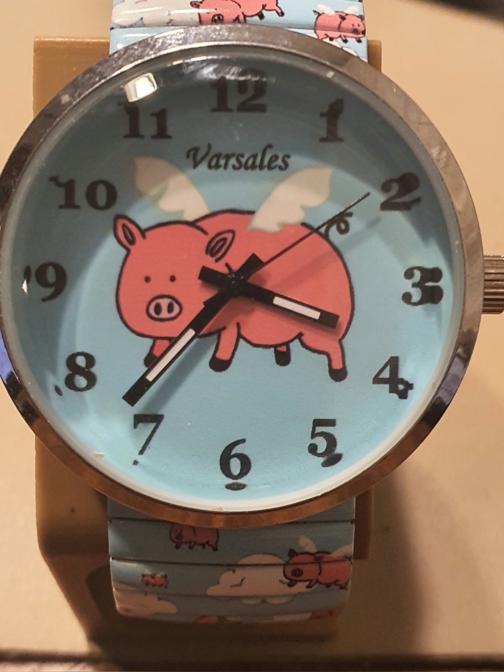 🦋10/$20🦋 Varsales Silver/Blue Stainless Steel Flying Pig Women's Watch